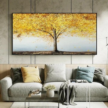 Abstract and Decorative Painting - goden Yellow Tree wall decor